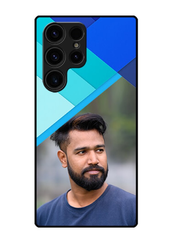 Galaxy S23 Ultra 5G Custom Glass Phone Case - Blue Pattern Design