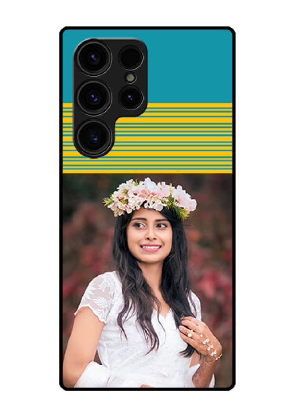 Galaxy S23 Ultra 5G Custom Glass Phone Case - Yellow & Blue Design
