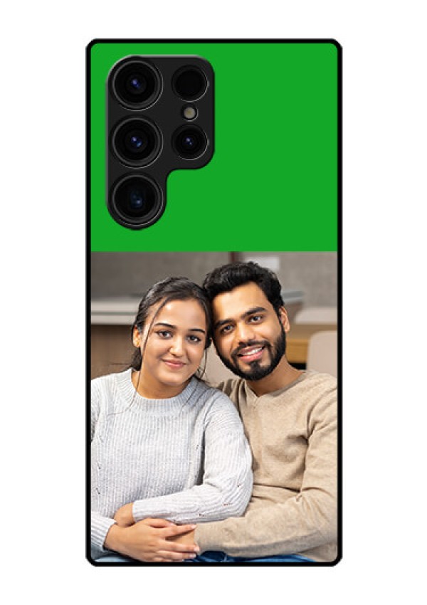 Galaxy S23 Ultra 5G Personalized Glass Phone Case - Green Pattern Design