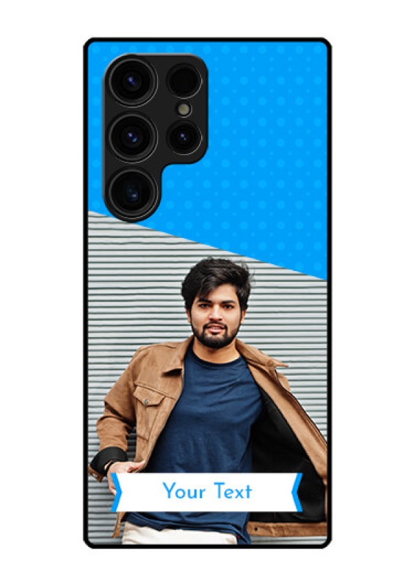 Galaxy S23 Ultra 5G Photo Printing on Glass Case - Simple Blue Color Design