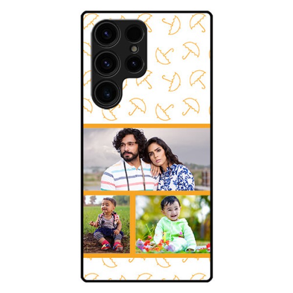 Galaxy S23 Ultra 5G Custom Glass Mobile Case - Yellow Pattern Design
