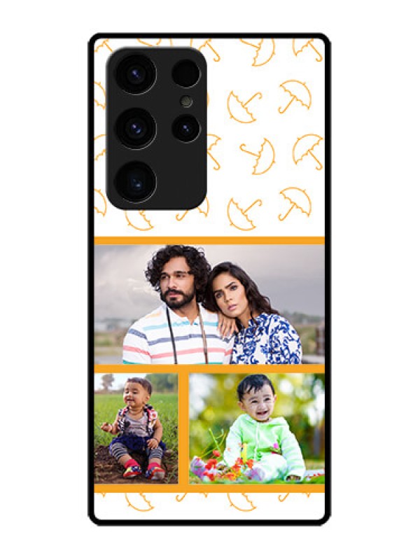 Custom Galaxy S23 Ultra 5G Custom Glass Mobile Case - Yellow Pattern Design