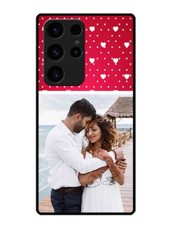 Custom Galaxy S23 Ultra 5G Photo Printing on Glass Case - Hearts Mobile Case Design