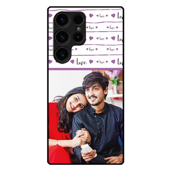 Galaxy S23 Ultra 5G Custom Glass Mobile Case - Couples Heart Design