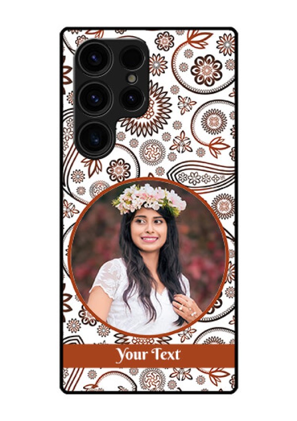 Galaxy S23 Ultra 5G Custom Glass Mobile Case - Abstract Flower Design