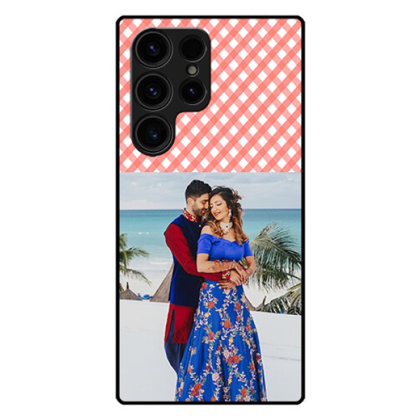 Galaxy S23 Ultra 5G Personalized Glass Phone Case - Pink Pattern Design