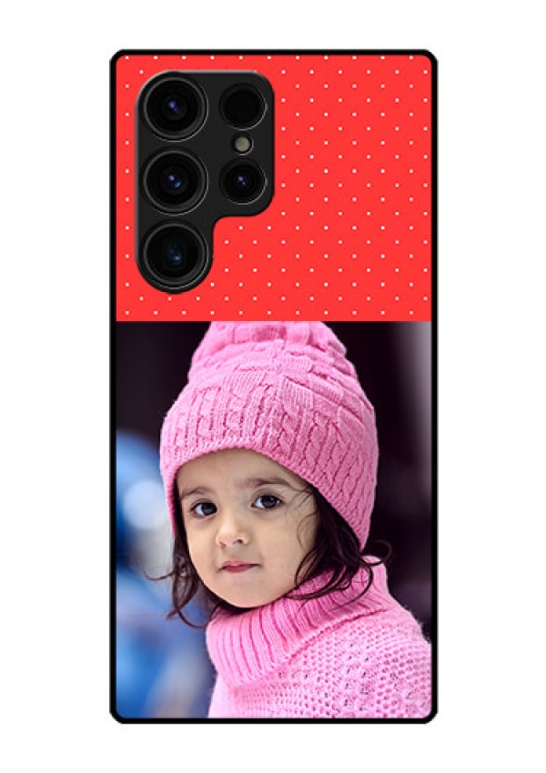 Galaxy S23 Ultra 5G Photo Printing on Glass Case - Red Pattern Design