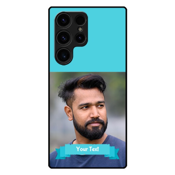 Galaxy S23 Ultra 5G Personalized Glass Phone Case - Simple Blue Color Design Galaxy S23 Ultra 5G Personalized Glass Phone Case - Simple Blue Color Design