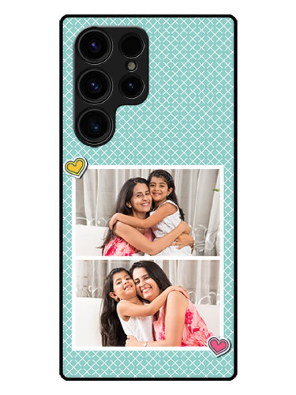 Custom Galaxy S23 Ultra 5G Custom Glass Phone Case - 2 Image Holder with Pattern Design