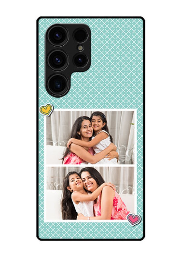 Galaxy S23 Ultra 5G Custom Glass Phone Case - 2 Image Holder with Pattern Design