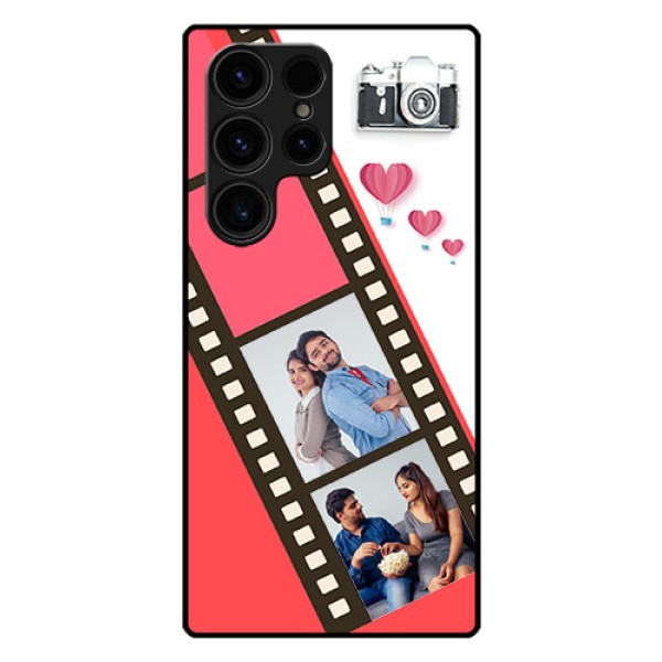 Galaxy S23 Ultra 5G Personalized Glass Phone Case - 3 Image Holder with Film Reel Galaxy S23 Ultra 5G Personalized Glass Phone Case - 3 Image Holder with Film Reel