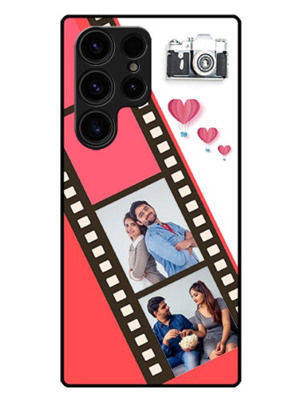 Custom Galaxy S23 Ultra 5G Personalized Glass Phone Case - 3 Image Holder with Film Reel