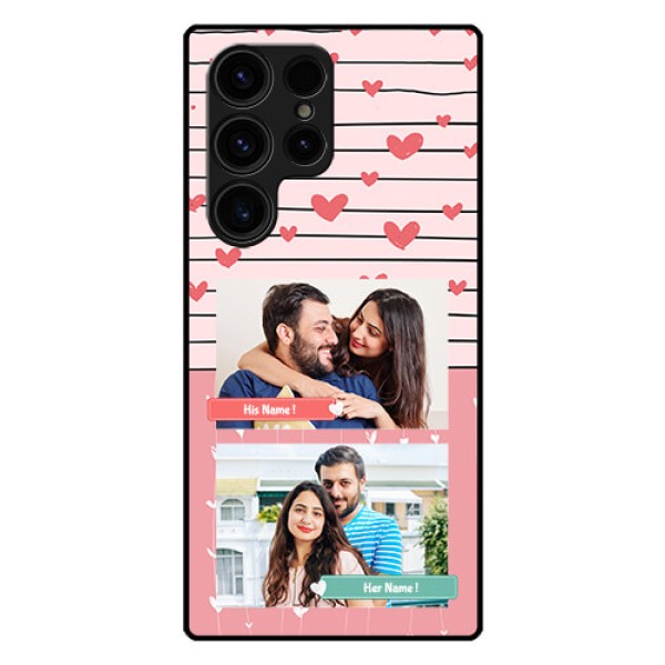 Galaxy S23 Ultra 5G Custom Glass Mobile Case - Photo with Heart Design Galaxy S23 Ultra 5G Custom Glass Mobile Case - Photo with Heart Design