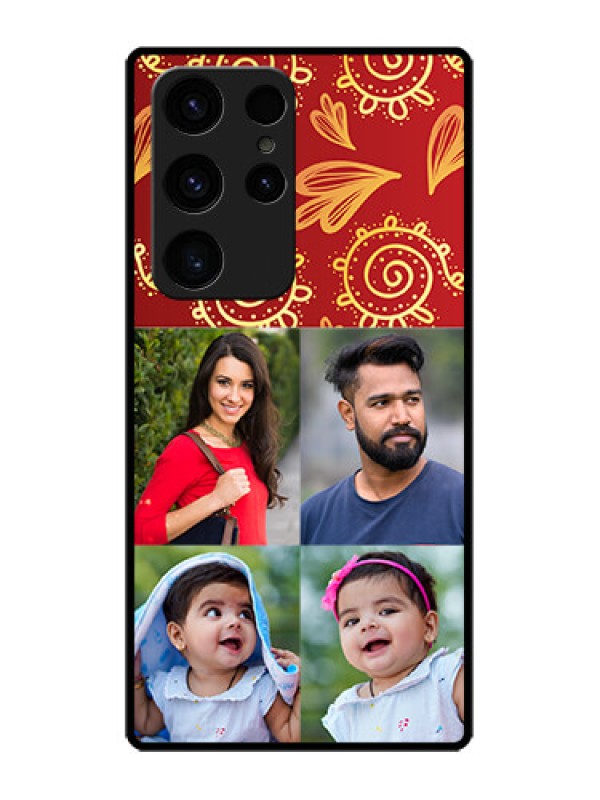 Custom Galaxy S23 Ultra 5G Photo Printing on Glass Case - 4 Image Traditional Design