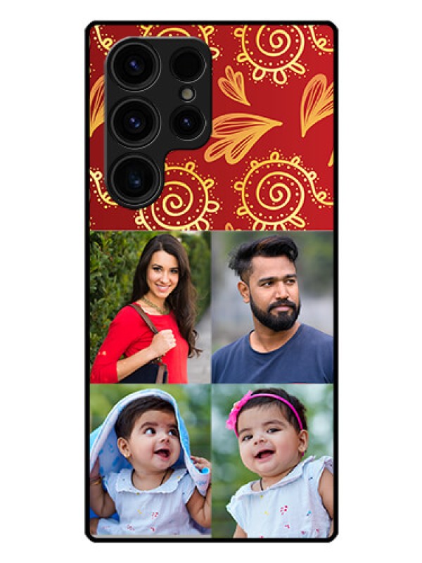 Custom Galaxy S23 Ultra 5G Photo Printing on Glass Case - 4 Image Traditional Design