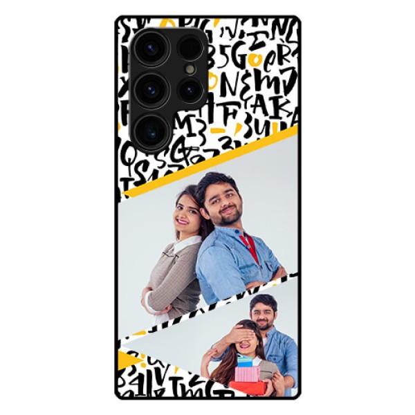 Galaxy S23 Ultra 5G Custom Glass Mobile Case - Letters Pattern Design