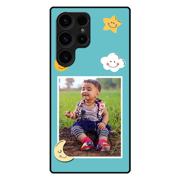 Galaxy S23 Ultra 5G Personalized Glass Phone Case - Smiley Kids Stars Design Galaxy S23 Ultra 5G Personalized Glass Phone Case - Smiley Kids Stars Design
