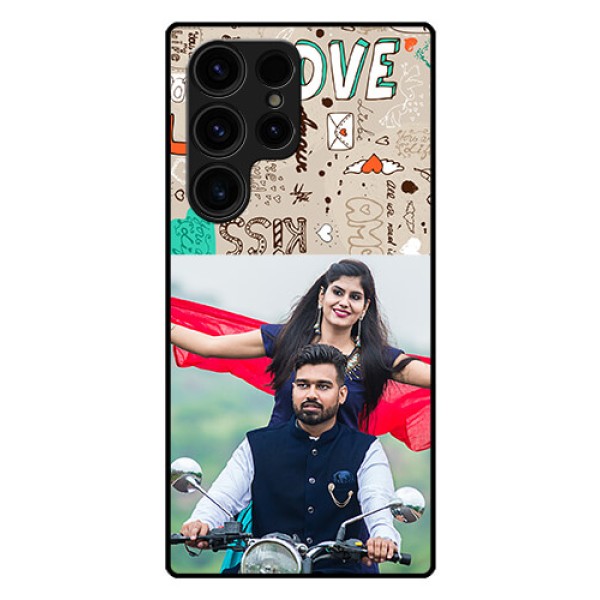 Galaxy S23 Ultra 5G Custom Glass Phone Case - Love Doodle Pattern