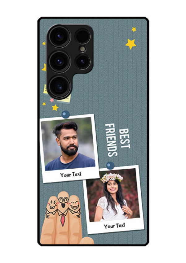 Galaxy S23 Ultra 5G Personalized Glass Phone Case - Sticky Frames and Friendship Design