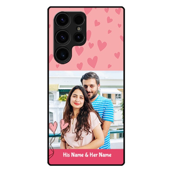 Galaxy S23 Ultra 5G Personalized Glass Phone Case - Love Design Peach Color Galaxy S23 Ultra 5G Personalized Glass Phone Case - Love Design Peach Color