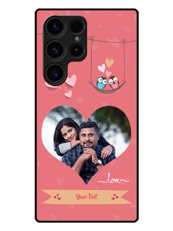 Custom Galaxy S23 Ultra 5G Personalized Glass Phone Case - Peach Color Love Design