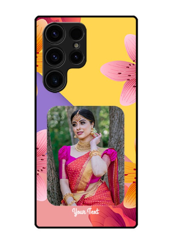 Galaxy S23 Ultra 5G Custom Glass Mobile Case - 3 Image With Vintage Floral Design