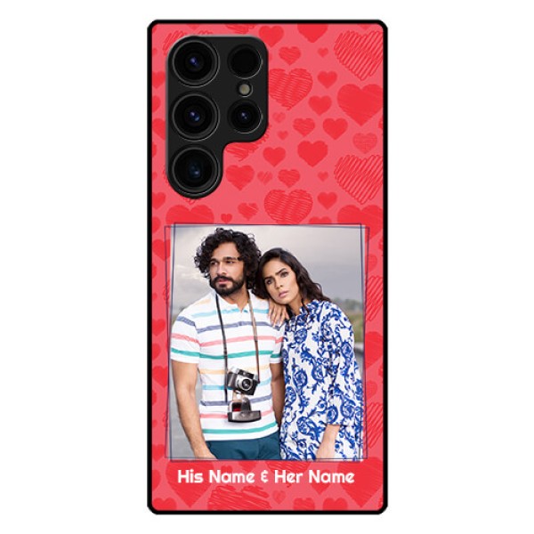 Galaxy S23 Ultra 5G Photo Printing on Glass Case - with Red Heart Symbols Design Galaxy S23 Ultra 5G Photo Printing on Glass Case - with Red Heart Symbols Design