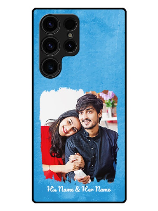 Custom Galaxy S23 Ultra 5G Custom Glass Phone Case - Blue Color Vintage Design