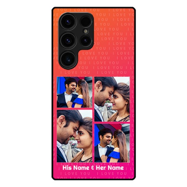 Galaxy S23 Ultra 5G Custom Glass Phone Case - I Love You Pink Design