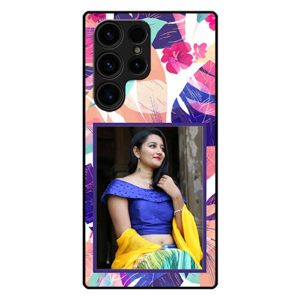 Galaxy S23 Ultra 5G Custom Glass Mobile Case - Abstract Floral Design