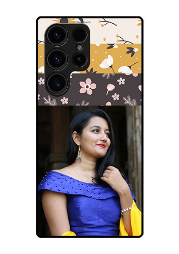 Galaxy S23 Ultra 5G Custom Glass Phone Case - Stylish Floral Design