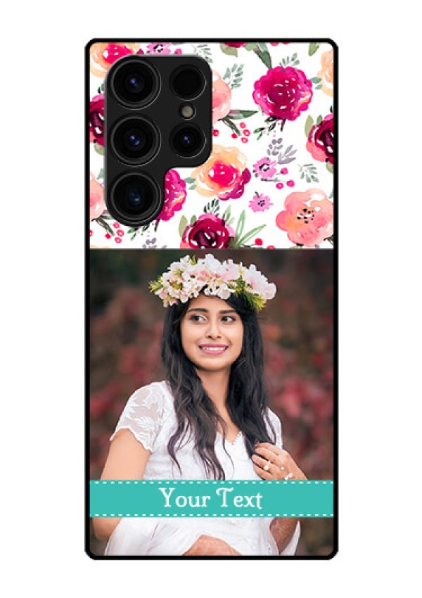 Galaxy S23 Ultra 5G Custom Glass Phone Case - Watercolor Floral Design