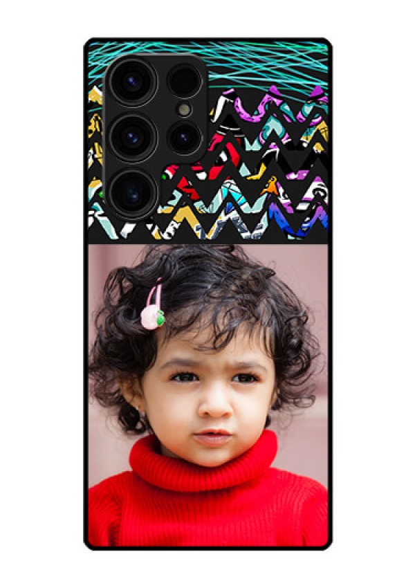 Galaxy S23 Ultra 5G Personalized Glass Phone Case - Neon Abstract Design