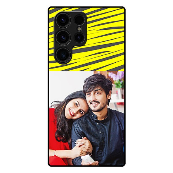 Galaxy S23 Ultra 5G Photo Printing on Glass Case - Yellow Abstract Design