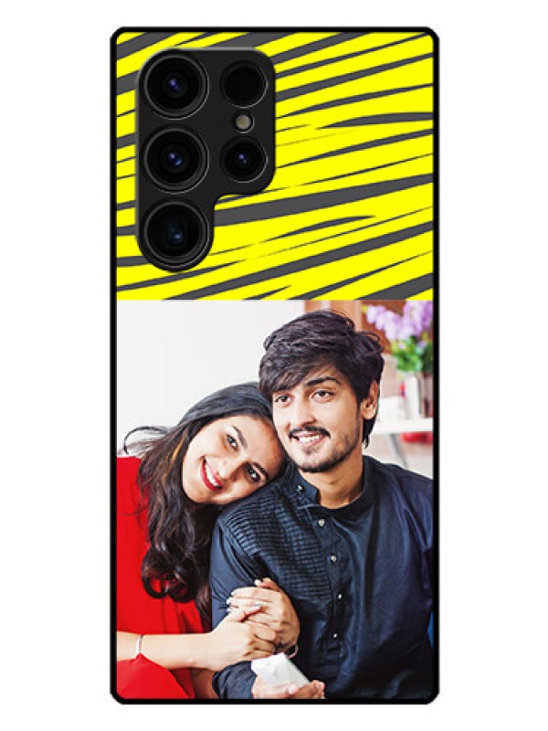 Custom Galaxy S23 Ultra 5G Photo Printing on Glass Case - Yellow Abstract Design
