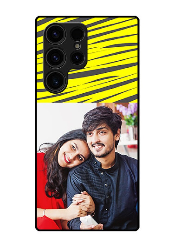 Galaxy S23 Ultra 5G Photo Printing on Glass Case - Yellow Abstract Design