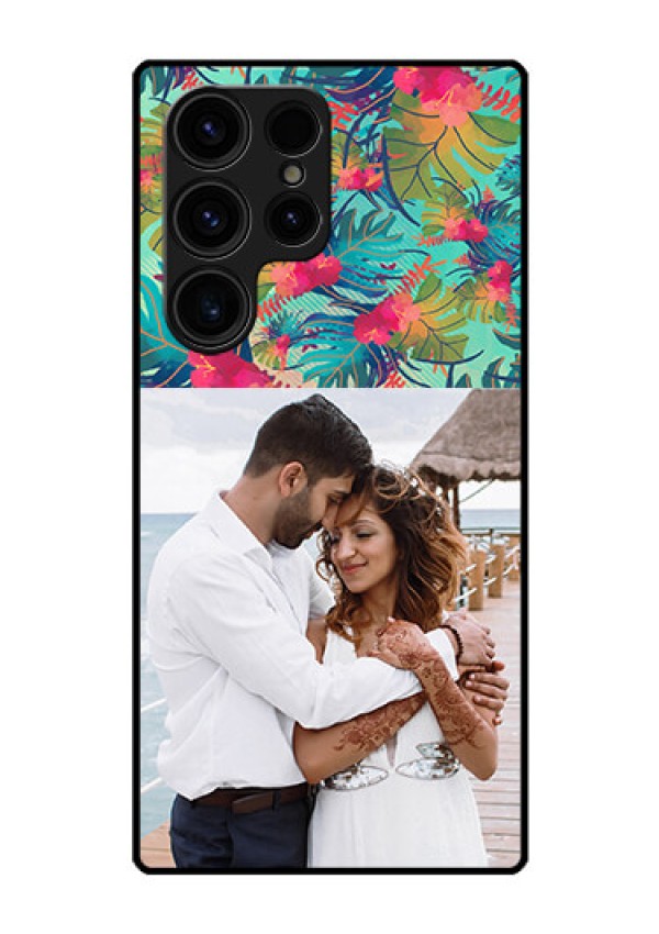Galaxy S23 Ultra 5G Photo Printing on Glass Case - Watercolor Floral Design