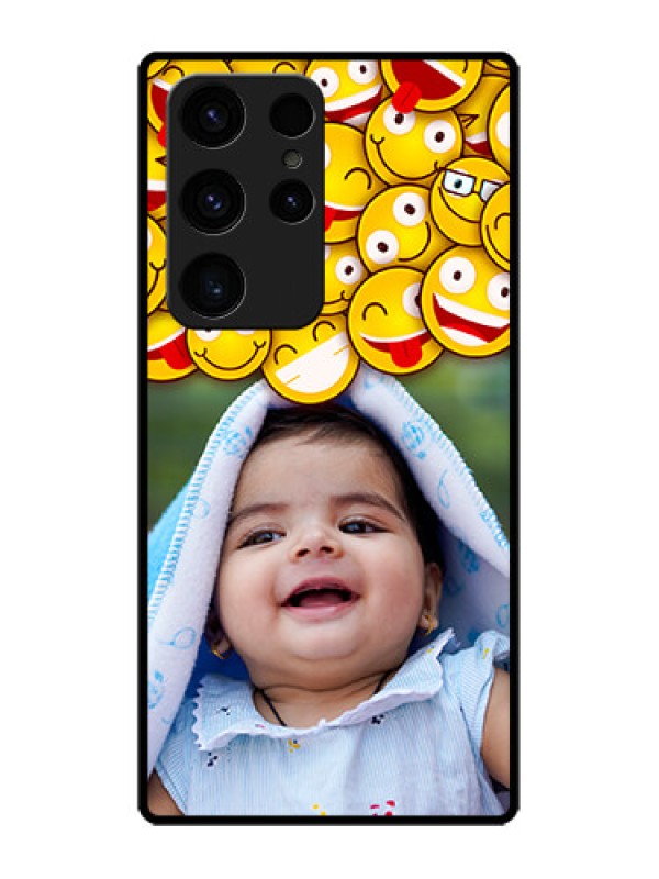 Custom Galaxy S23 Ultra 5G Custom Glass Mobile Case - with Smiley Emoji Design