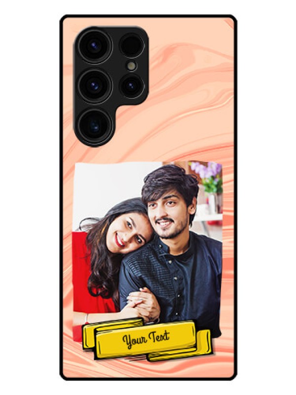 Custom Galaxy S23 Ultra 5G Personalized Glass Phone Case - Marble Texture Design