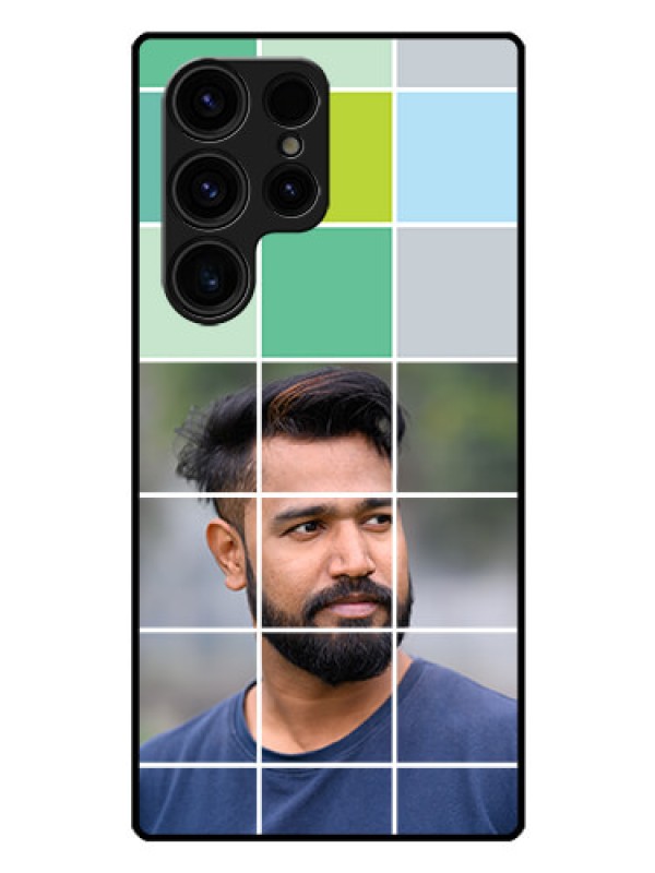 Custom Galaxy S23 Ultra 5G Photo Printing on Glass Case - with white box pattern