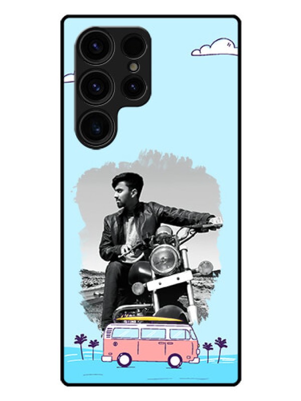 Custom Galaxy S23 Ultra 5G Photo Printing on Glass Case - Travel & Adventure Design