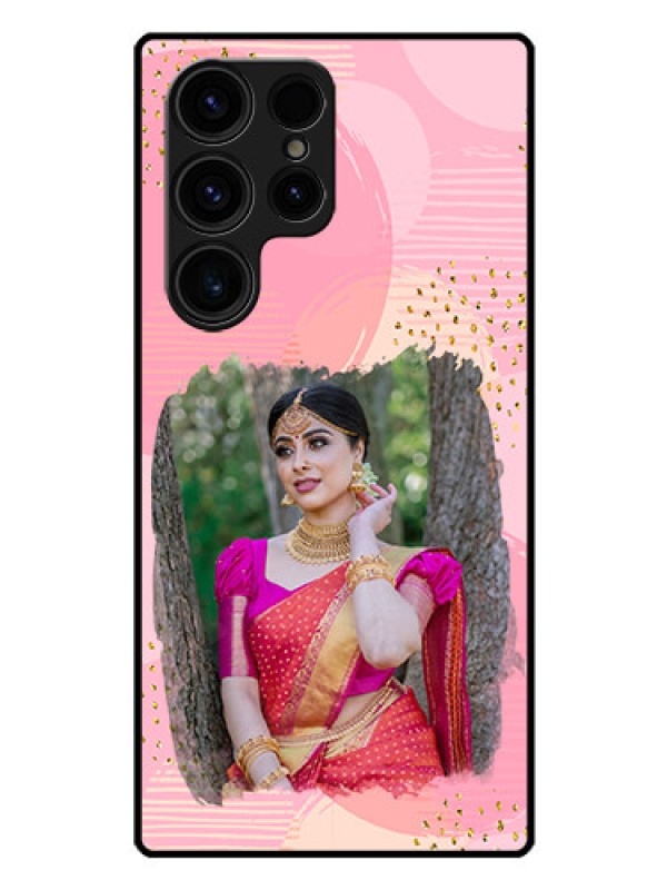 Custom Galaxy S23 Ultra 5G Personalized Glass Phone Case - Gold Glitter Splash Design