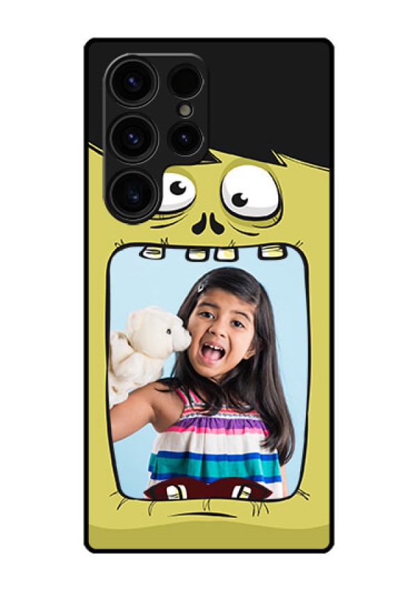 Galaxy S23 Ultra 5G Personalized Glass Phone Case - Cartoon monster back case Design