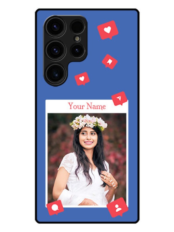 Custom Galaxy S23 Ultra 5G Custom Glass Phone Case - Like Share And Comment Design