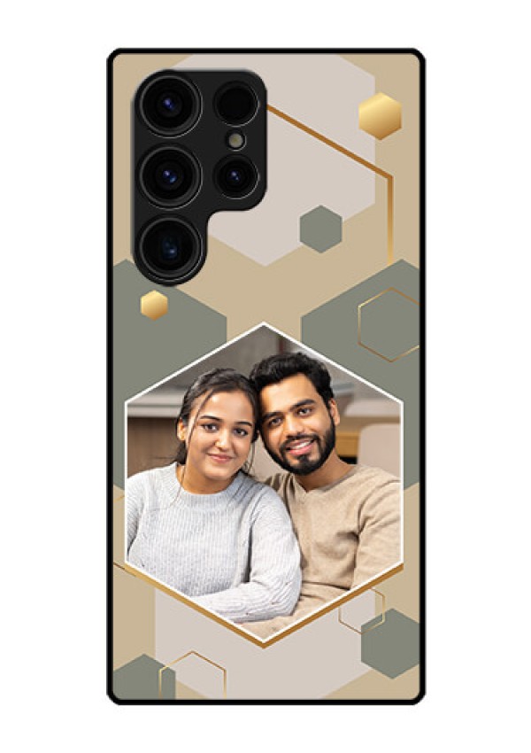 Galaxy S23 Ultra 5G Photo Printing on Glass Case - Stylish Hexagon Pattern Design