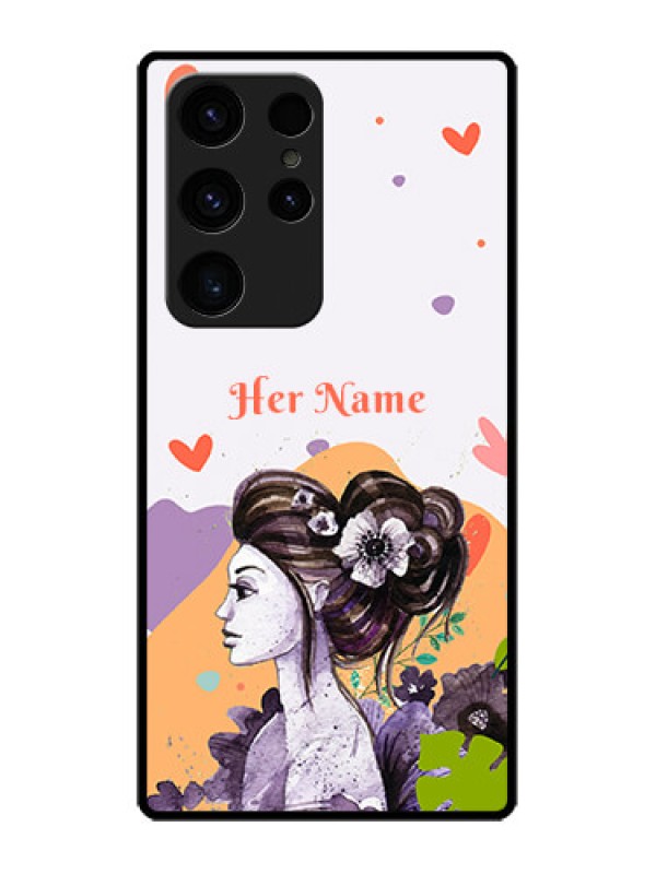Custom Galaxy S23 Ultra 5G Personalized Glass Phone Case - Woman And Nature Design