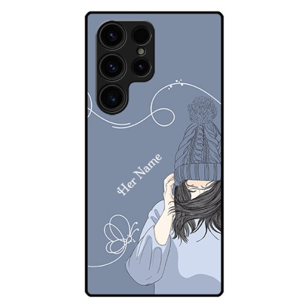 Galaxy S23 Ultra 5G Custom Glass Mobile Case - Girl in winter outfit Design Galaxy S23 Ultra 5G Custom Glass Mobile Case - Girl in winter outfit Design