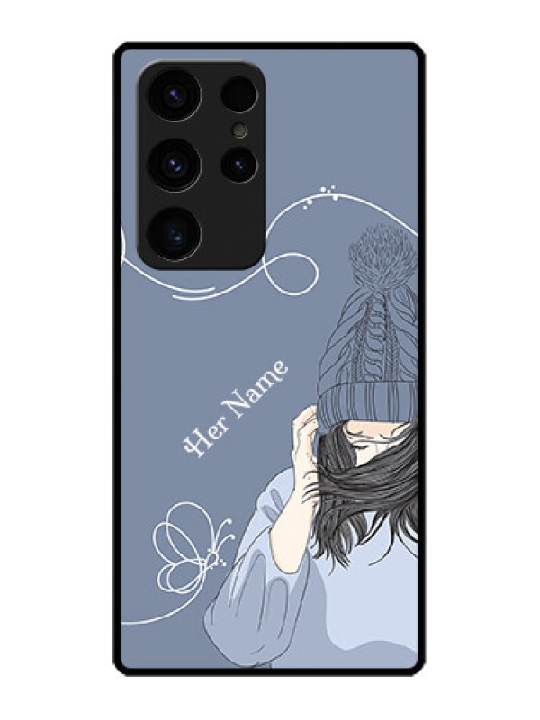 Custom Galaxy S23 Ultra 5G Custom Glass Mobile Case - Girl in winter outfit Design