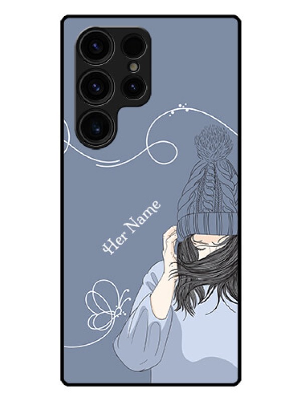 Custom Galaxy S23 Ultra 5G Custom Glass Mobile Case - Girl in winter outfit Design