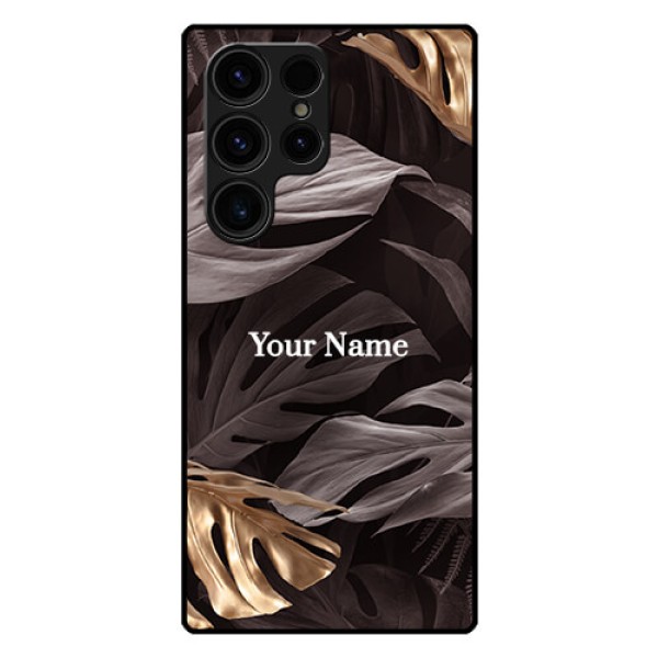 Galaxy S23 Ultra 5G Personalised Glass Phone Case - Wild Leaves digital paint Design Galaxy S23 Ultra 5G Personalised Glass Phone Case - Wild Leaves digital paint Design